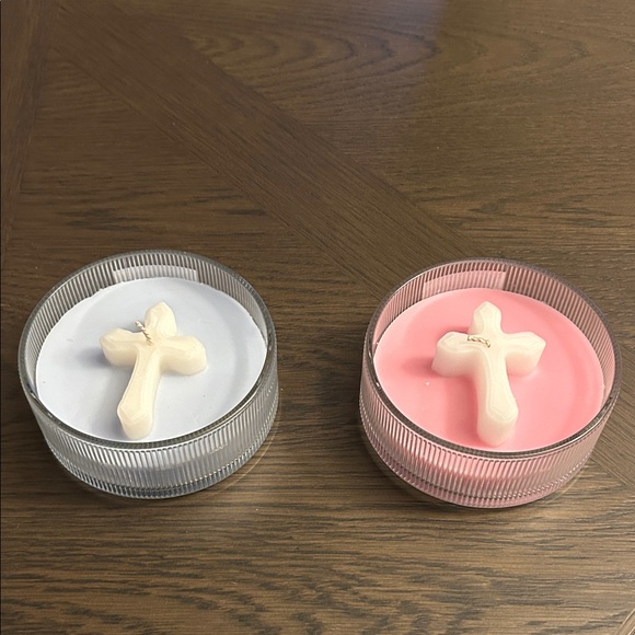 Other - Cross Candles in Pink or Blue 10oz PICK ONE